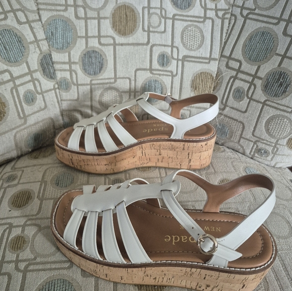 Kate Spade White Wedge Strappy Sandals - Picture 5 of 9